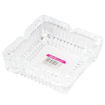 Deli Ashtray Living Room Office Large, Medium and Small Transparent Glass Cylinder Simple and Generous Thickened Glass Ashtray