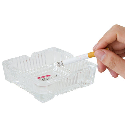 Deli Ashtray Living Room Office Large, Medium and Small Transparent Glass Cylinder Simple and Generous Thickened Glass Ashtray