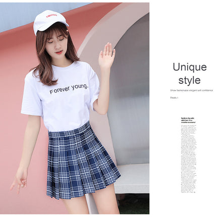 Half-Length Pleated Skirt Spring and Summer 2026 New Style Black Plus Size Autumn and Winter Plaid Korean Style High-Waisted A-Line Short Skirt
