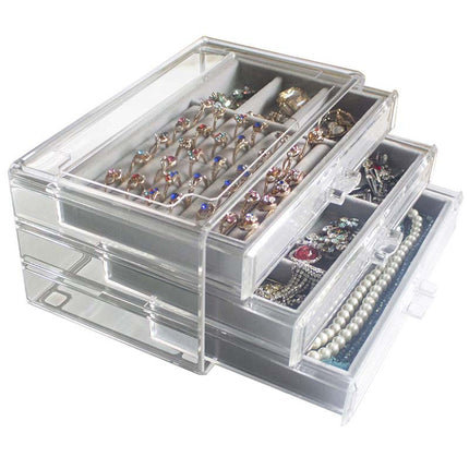 Acrylic three-layer drawer jewelry box desktop cosmetics storage box dustproof jewelry finishing box direct sales