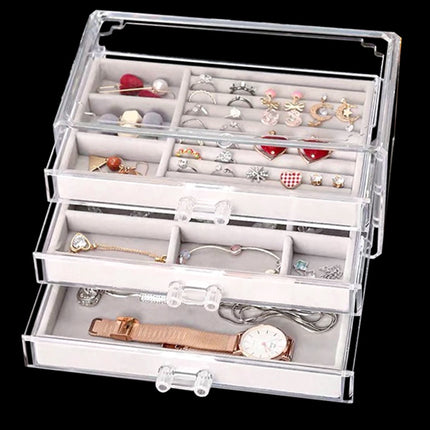 Acrylic three-layer drawer jewelry box desktop cosmetics storage box dustproof jewelry finishing box direct sales