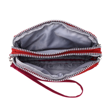 Baigou Supply Lightweight Fashion Mobile Phone Bag Women's Waterproof Nylon Double-Layer Clutch Bag Horizontal All-Match Collection Bag for Generating Hair