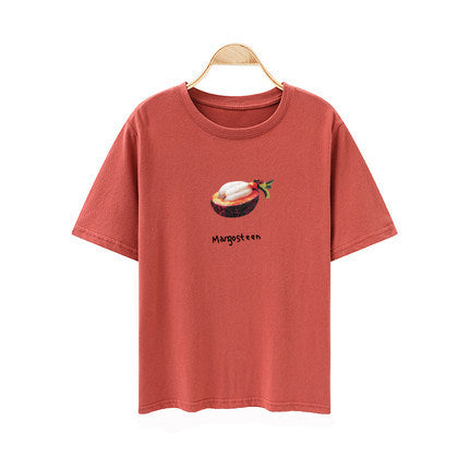 Internet Trendy Short-sleeved T-shirt Women's Summer New Short-sleeved Women's T-shirt Student Loose Korean-style All-match Fruit Printed Top Trendy