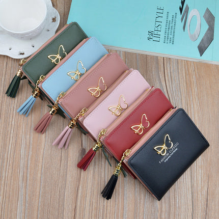 New Women's Wallet Women's Short Wallet Female Student Japanese and Korean Style Fashion Mini Small Wallet Zipper Tassel Coin Purse