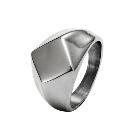 European and American geometric smooth ring men's square diamond ring imitation titanium steel foreign trade jewelry wholesale cross-border explosions
