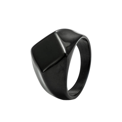 European and American geometric smooth ring men's square diamond ring imitation titanium steel foreign trade jewelry wholesale cross-border explosions