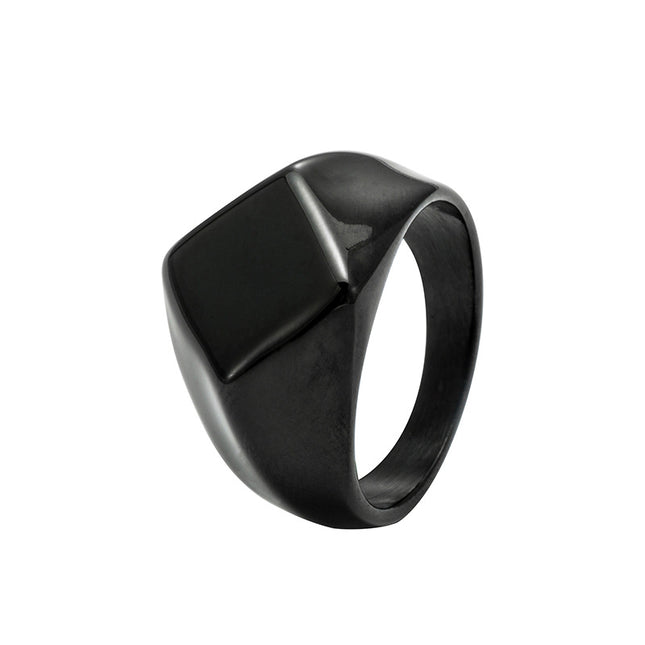 European and American geometric smooth ring men's square diamond ring imitation titanium steel foreign trade jewelry wholesale cross-border explosions