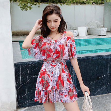 Swimsuit Women's Conservative Hot Spring Sexy Swimsuit Slim Belly Covering One-piece Large Size Swimsuit Fat mm200 Jin Big Chest