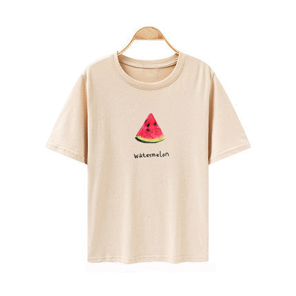 Internet Trendy Short-sleeved T-shirt Women's Summer New Short-sleeved Women's T-shirt Student Loose Korean-style All-match Fruit Printed Top Trendy