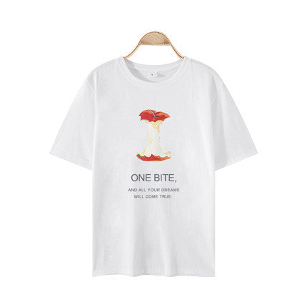 Internet Trendy Short-sleeved T-shirt Women's Summer New Short-sleeved Women's T-shirt Student Loose Korean-style All-match Fruit Printed Top Trendy