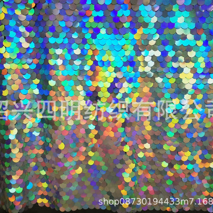 Encrypted original magic color laser fish scale sequin cloth, Mermaid sequin embroidered cloth, factory direct supply spot