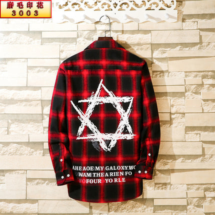 2024 Spring Single Shirt Men's Casual Brushed Plaid Men's Fashion Outerwear Long Sleeve Shirt Spring New Style