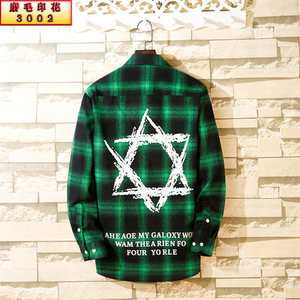 2024 Spring Single Shirt Men's Casual Brushed Plaid Men's Fashion Outerwear Long Sleeve Shirt Spring New Style