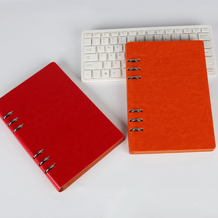 A5 Loose-Leaf Notebook Leather Pu Creative Hollow-Out 6-Hole Business Office Casual Notepad Thickened Hollow-Out Design
