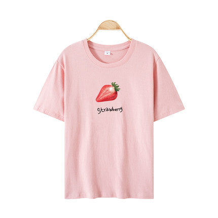 Internet Trendy Short-sleeved T-shirt Women's Summer New Short-sleeved Women's T-shirt Student Loose Korean-style All-match Fruit Printed Top Trendy