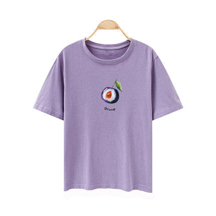 Internet Trendy Short-sleeved T-shirt Women's Summer New Short-sleeved Women's T-shirt Student Loose Korean-style All-match Fruit Printed Top Trendy