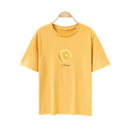 Internet Trendy Short-sleeved T-shirt Women's Summer New Short-sleeved Women's T-shirt Student Loose Korean-style All-match Fruit Printed Top Trendy
