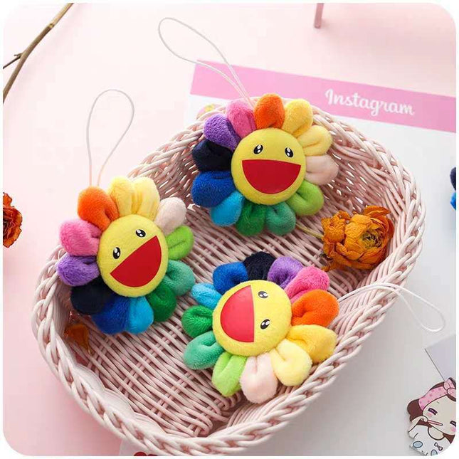 Korean Ins Sunflower Brooch Accessories Colorful Smiley Japanese Style Pendant Small Pin Clothes Bag and Other Decorations