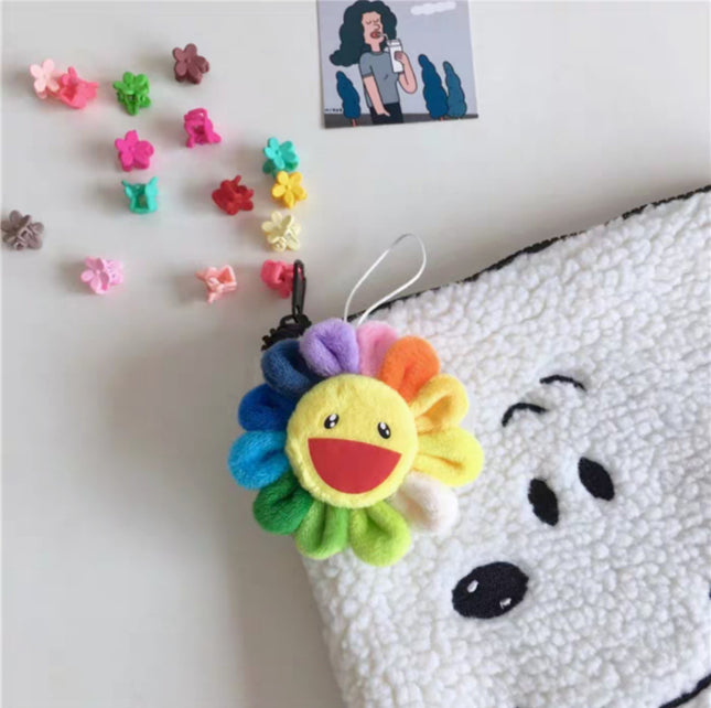 Korean Ins Sunflower Brooch Accessories Colorful Smiley Japanese Style Pendant Small Pin Clothes Bag and Other Decorations