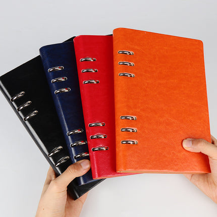 A5 Loose-Leaf Notebook Leather Pu Creative Hollow-Out 6-Hole Business Office Casual Notepad Thickened Hollow-Out Design