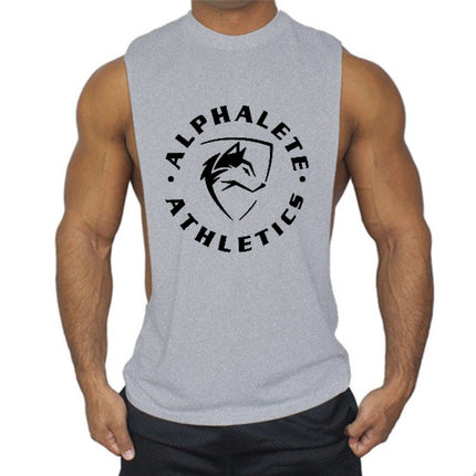 Summer Sports Vest for Men, Loose Fit, Large Slit, Sleeveless Top, Racerback, Muscle-Building, Running, Weightlifting, Plus Size Gym Vest