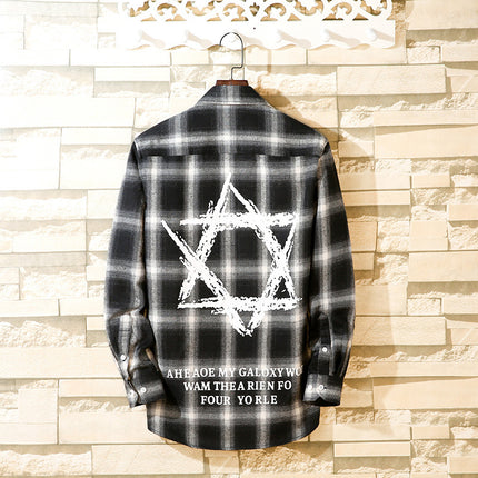 2024 Spring Single Shirt Men's Casual Brushed Plaid Men's Fashion Outerwear Long Sleeve Shirt Spring New Style