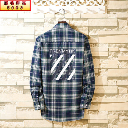 2024 Spring Single Shirt Men's Casual Brushed Plaid Men's Fashion Outerwear Long Sleeve Shirt Spring New Style