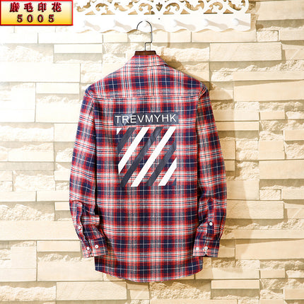 2024 Spring Single Shirt Men's Casual Brushed Plaid Men's Fashion Outerwear Long Sleeve Shirt Spring New Style
