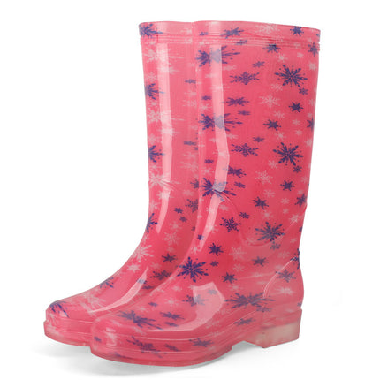 Hot sale adult non-slip waterproof wear-resistant fashion high barrel rain boots plus velvet cotton water shoes PVC rain boots ladies