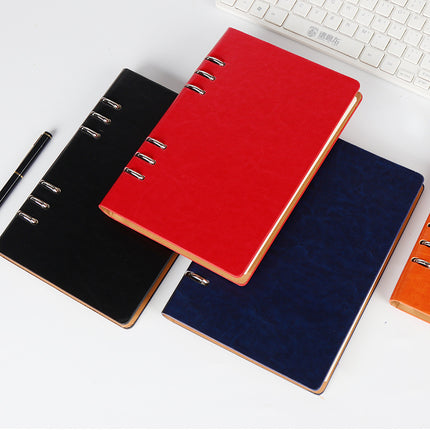 A5 Loose-Leaf Notebook Leather Pu Creative Hollow-Out 6-Hole Business Office Casual Notepad Thickened Hollow-Out Design