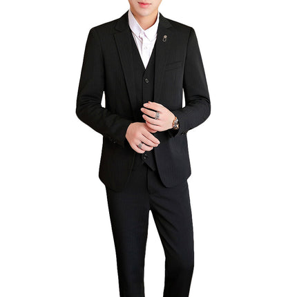 2026 Korean-Style Slim-Fit Striped Three-Piece Suit for Men, One-Piece Jacket, Wholesale Slim-Fit Style