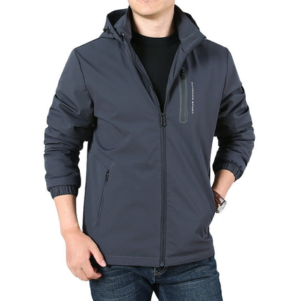 Autumn new nylon stretch plus velvet men's jacket water-repellent casual jacket factory direct public version