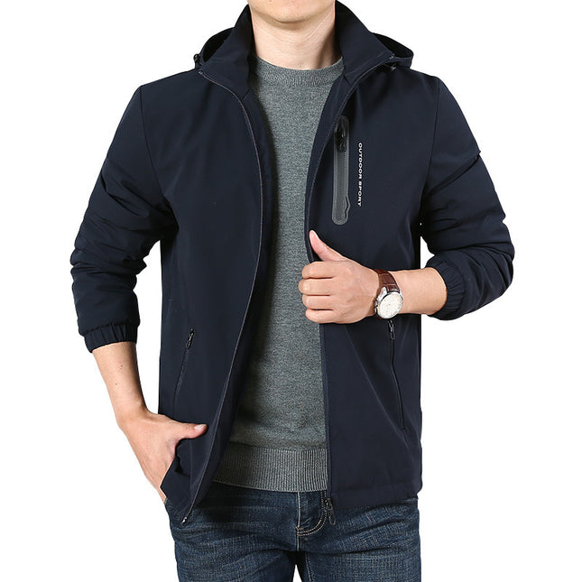 Autumn new nylon stretch plus velvet men's jacket water-repellent casual jacket factory direct public version