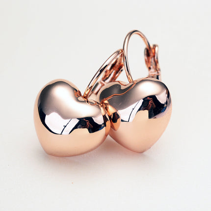 Water drop fashion simple temperament earrings smooth peach heart alloy earrings love plated 18K gold ear buckle all-match accessories