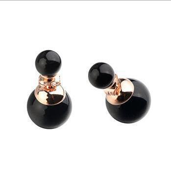 New Korean style star with fashion pearl earrings sweet temperament girl earrings double-sided pearl multi-wear method