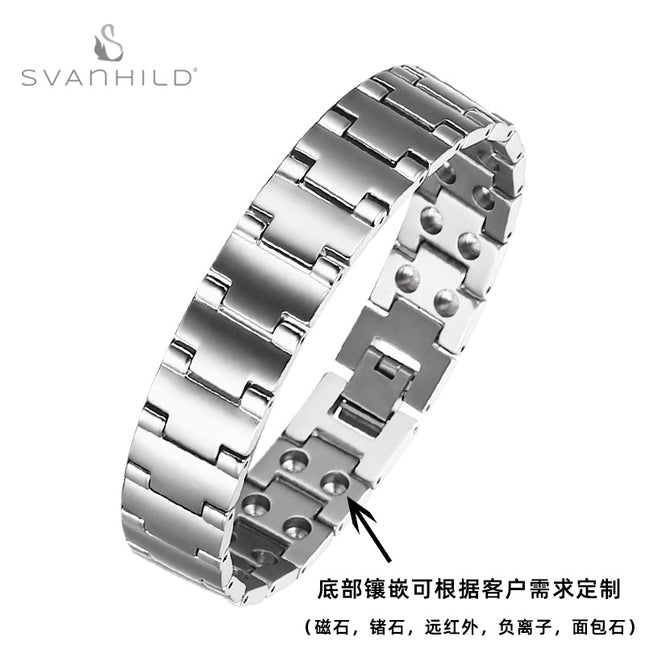 Cross-Border New Trendy Magnet Stainless Steel Bracelet for Men, Magnetic Titanium Steel Bracelet Manufacturer Direct Batch