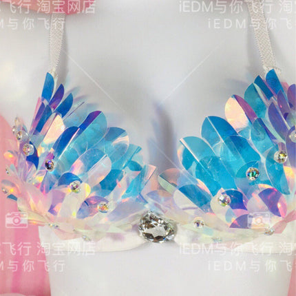 Mermaid Fish Scale Bra Luminous Top Tie Dress Flash tutu Dress Set Performance Custom rav