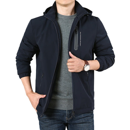 Autumn new nylon stretch plus velvet men's jacket water-repellent casual jacket factory direct public version