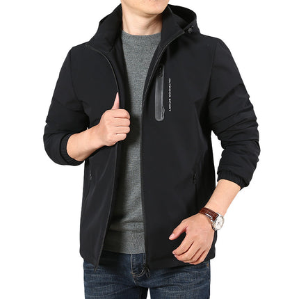 Autumn new nylon stretch plus velvet men's jacket water-repellent casual jacket factory direct public version