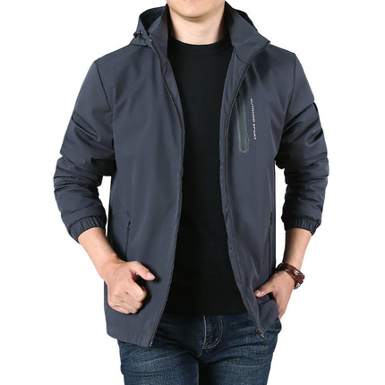 Autumn new nylon stretch plus velvet men's jacket water-repellent casual jacket factory direct public version