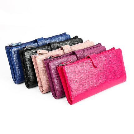 Factory Customized New Women's Long Rfid Anti-Scan Genuine Leather Wallet Korean Style Mobile Phone Bag Clutch Bag Storage Bag