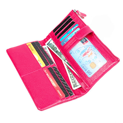 Factory Customized New Women's Long Rfid Anti-Scan Genuine Leather Wallet Korean Style Mobile Phone Bag Clutch Bag Storage Bag