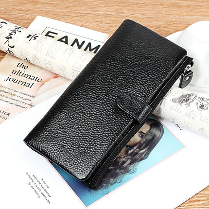 Factory Customized New Women's Long Rfid Anti-Scan Genuine Leather Wallet Korean Style Mobile Phone Bag Clutch Bag Storage Bag