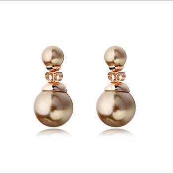 New Korean style star with fashion pearl earrings sweet temperament girl earrings double-sided pearl multi-wear method