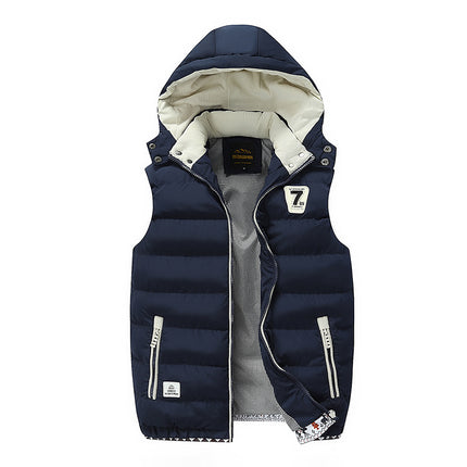 Autumn and Winter New Men's Casual Fashion Korean Style Vest Young Students Handsome Removable Hat Men's Waistcoat Trendy