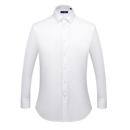 Hangzhou high-end light luxury DP garment cotton shirt men's slim-fit jacquard white-collar long sleeve cotton shirt men's clothing