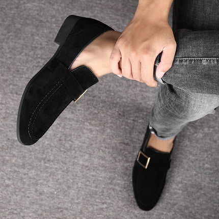 Spring New Leather Shoes, Men's Casual Shoes, Frosted Slip-On Driving Shoes, Large Size Beanie Shoes, Drop Shipping