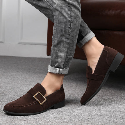 Spring New Leather Shoes, Men's Casual Shoes, Frosted Slip-On Driving Shoes, Large Size Beanie Shoes, Drop Shipping