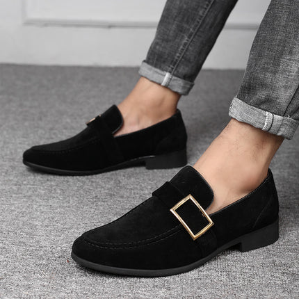 Spring New Leather Shoes, Men's Casual Shoes, Frosted Slip-On Driving Shoes, Large Size Beanie Shoes, Drop Shipping