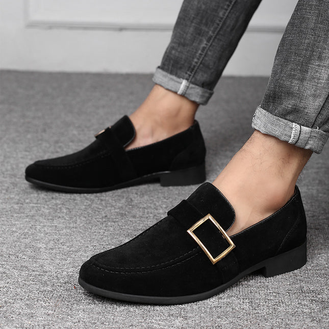 Spring New Leather Shoes, Men's Casual Shoes, Frosted Slip-On Driving Shoes, Large Size Beanie Shoes, Drop Shipping